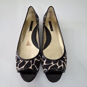 Bandalino Giraffe Print Peep-Toe Flats